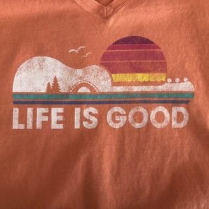 Womens LIFE IS GOOD orange crusher tee shirt sz XL